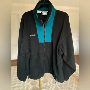 Vintage Columbia Fleece Zip Jacket Teal Colorblock Outdoor Adventurecore Retro